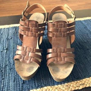 Brown Leather Wedges